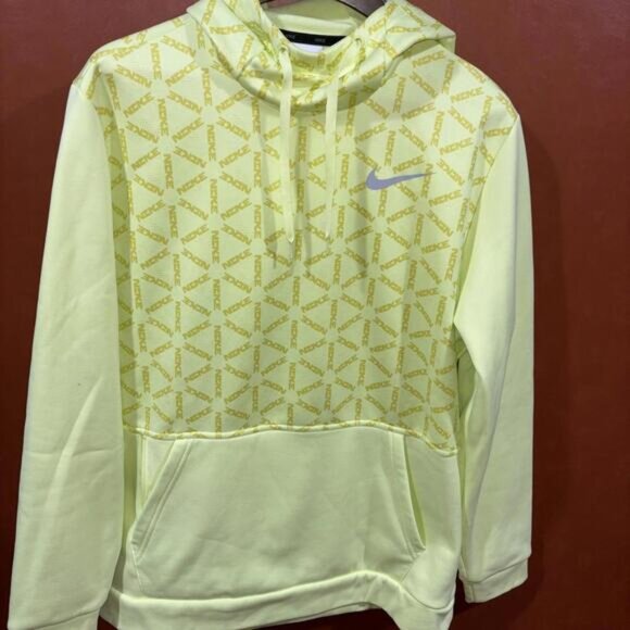 Nike Hoodie Sweatshirt Large Neon Yellow Dri-Fit Mens Size Large LNC - Picture 1 of 13